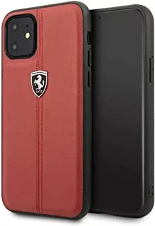 Ferrari vertical stripe leather hard case for iphone 11 - red