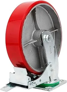 BMB Tools Red PU Iron Core Heavy Duty Caster - Plate - Swivel with Brake | Polyurethane (PU) wheels offer the elasticity of rubber wheels combined with the toughness and durability of metal wheels