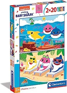 Clementoni Kids Puzzle, Baby Shark Puzzle 2 × 20 Pieces (27 × 19 cm), for Ages 3+ Years Old