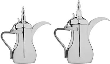 Al saif 5423/s2 2 pieces stainless steel arabic coffee dallah set, 26/32 oz, chrome