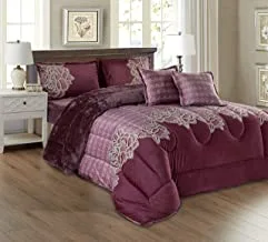 Warm And Fluffy Winter Velvet Fur Reversible Comforter Set, Single Size (160 X 210 Cm) 4 Pcs Soft Bedding Set, Over Sized Rose Floral Design, Jsnh-3, Light Purple