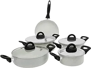 Trust Granite Coated Non stick Cookware Set of 9pcs Off white, KR44RW, Casserole, Low Casserole, Fry Pan (KR44RW)