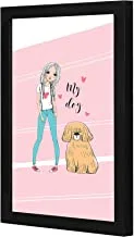 LOWHA my dog pink Wall art wooden frame Black color 23x33cm By LOWHA