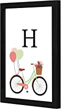 LOWHA H letter bike balloons Wall art wooden frame Black color 23x33cm By LOWHA