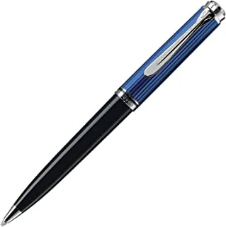 قلم حبر جاف Pelikan Souveraen K805 أسود وأزرق مع زخرفة كروم | علبة هدايا | 4100