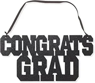 Creative Converting Congrats Grad Glitter Sign with Ribbon Hanger