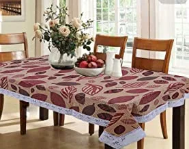 Kuber industries leaf design pvc 6 seater dining table cover 54 inchesx78 inches (brown)