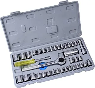 40-Piece Combination Socket Wrench Set Silver 30X15X36Centimeter