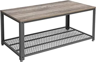 Vasagle coffee table, large cocktail table with spacious tabletop and storage shelf, for living room, sturdy metal frame, easy to assemble, industrial, greige and grey ulct61mg