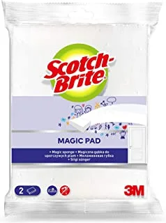 Scotch-Brite Easy Erasing Pad, 2 units/pack | Magic Sponge | Magic Eraser | Magic Pad | Easily removes stains and marks | Erase away scuff marks and smudges | Walls | Doors | Windows | Floors