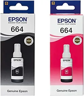 Epson T6643 Magenta Ink Bottle 70Ml & T6641 Black Ink Bottle 70Ml