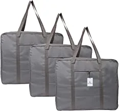 Kuber Industries Underbed Storage Bag|Clothes Organizer|Blanket Cover|Travel Luggage Bag|Pack of 3 (Grey) -Ctktc6600