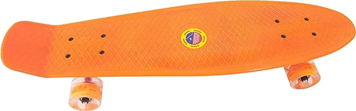 Funz Kid'S Mini Cruiser Retro Plastic Complete Skateboard For Boys And Girls, Non-Slip Skateboard Size 55X15 cm, High Speed Bearings & Soft Pu BUShing Led Wheels, For Teens And Beginners, Orange