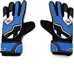 Joerex Goalkeeper Soccer Gloves - Football Goal Keeper Gloves with Embossed Anti-Slip Latex Palm and Soft PU Hand Back - Size 4, BLUE