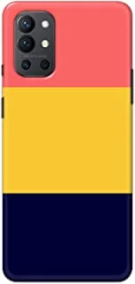 غطاء جراب مصمم بطبقة نهائية غير لامعة من Khaalis لهاتف OnePlus Nord-Horizontal Bands ثلاثي الألوان وردي أصفر وأزرق