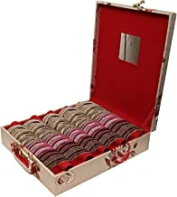 KUBER INDUSTRIES KUBMART05581 Wooden 1 Pieces Five Rod Bangle Storage Box with Lock System, Gold, 36x32x10 cm
