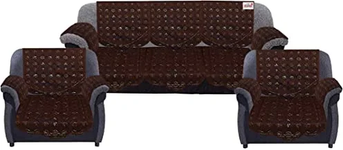 طقم غطاء أريكة 5 مقاعد قطن بتصميم مربع من Fun Homes مع 6 قطع غطاء أذرع (مجموعة من 16 ، بني) - FUNNHOM11956 ، قياسي