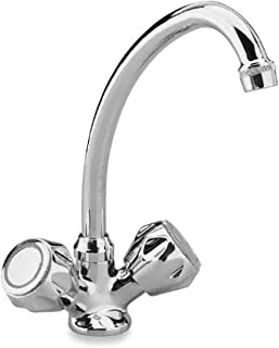 GS Rubinetterie Mercury 1 Hole Basin Mixer, 6C Dual Brass Chromed Handles, Chrome, Sink Tap, Basin Sink Mixer, Chrome, Sink Faucet, Bathroom Sink Faucet, Bath Taps, Luxury Design, Basin Mixer