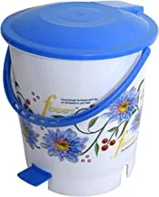 Kuber Industries Flower Print Plastic Garbage Waste DUStbin/Recycling Bin For Home, Office, Factory With Lid, 10 Liters (Blue)-Kubmart10946, Pack of 1