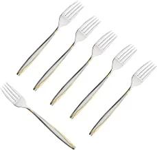 Bister Stainless Steel Cake Fork With Mirror & Gold Polish | 6 Pieces Fruit Forks | Dessert Pastry Salad Forks for Home- Office- Dessert Shop and Party