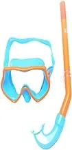 Hirmoz Kids Silicone Mask Goggles And Snorkel Set, Orange And Blue, 12yrs+, H-MS1045S37 OB