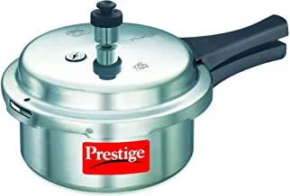 Prestige Popular Pressure Cooker 2 Litre | Aluminium| Precision Weight Valve | Metallic Safety Plug - Silver