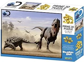 Prime 3D Puzzles - Discovery - Euoplocephalus مقابل Daspletosaurus 500 قطعة اللغز