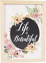 LOWHA life is beautful rose Wall Art with Pan Wood framed Ready to hang for home, bed room, office living room Home decor hand made wooden color 23 x 33cm By LOWHA