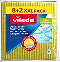 Vileda Sponge Cloth Cleaning Cloth, 8+2 Pieces, for kitchen, bathroom, toilet, and drying With excellent absorbency, for cleaning and drying, soaks up any liquid.