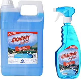 Ghadeer Glass Cleaner, Liquid, 4L + 650 ml