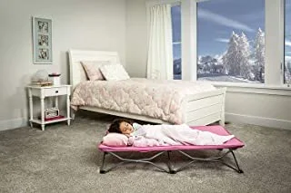 سرير أطفال محمول من ريجالو مع شرشف محكم ، وردي