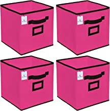 Kuber Industries Non Woven 4 Pieces Small Foldable Storage Organiser Cubes/Boxes (Pink) - CTKTC35150