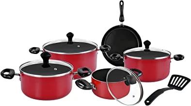 Prestige Aluminum Cookware Set Of 10-Piece, Red Pr21700 2724294146517
