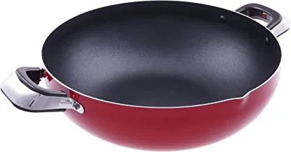 Royalford Aluminium Wok Pan, Non-Stick Cookware Casserole Pan, Red, 30 Cm, Rf325Wp30