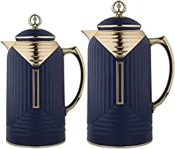 Al Saif Thurya 2 Pieces Coffee And Tea Vacuum Flask Set, Size: 0.7 & 1.0 Liter, Color: Matt Navy Blue, K195655/2Mdblg