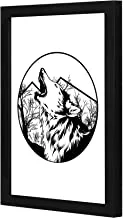 LOWHA wolf black and white Wall art wooden frame Black color 23x33cm By LOWHA