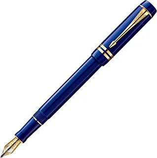 Parker Duofold International Lapis Blue Fountain Pen | Medium 18K Gold Nib| Gold Trim| Gift Box| 7335