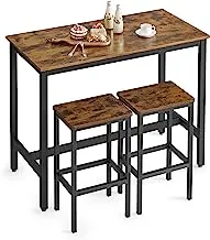 Vasagle Bar Table Set, Bar Table With 2 Bar Stools, Dining Table Set, Kitchen Counter With Bar Chairs, Industrial For Kitchen, Living Room, Party Room, RUStic Brown And Black Ulbt15X