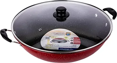 Bister Non-Stick Granite Casserole With Glass Cover Insulated Bowl Great Bowl For Holiday & Dinner Keeps Food Hot & Fresh For Long Hours, Black/Red, 36Cm, 24-225