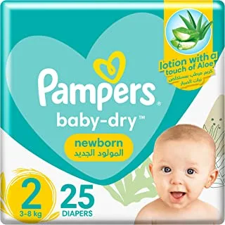 Pampers Aloe Vera, Size 2, Mini, 3-8kg, Carry Pack, 25 Taped Diapers