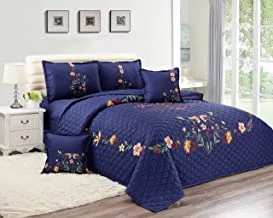 Floral Compressed 6Pcs Comforter Set, King Size, Px-005, Blue,