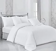 Sleep Night, Hotel Stripe Comforter Set, King Size (220X240 Cm) 6 Pieces, 100% Cotton, With Zipper Closure White