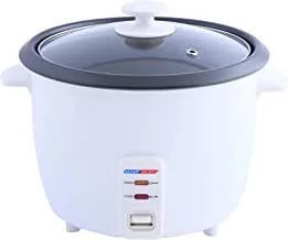 ALSAIF 2.8L 1000W Electric Rice Cooker With Food Steamer, Automatic Cook And Keep Warm Functions, Tempered Glass Lid, Inner Pot with Non-Stick, White 90821/280 2 Years warranty