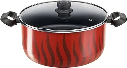 TEFAL Tempo Flame Casserole 28 cm Cooking Pot with Lid, Safe non stick coating, Made in France, Aluminium, C3045385