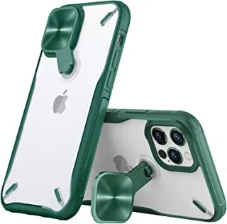 جراب Nillkin Camshield Pro Cyclops الشفاف متوافق مع iPhone 12 Pro Max ، جراب واقٍ رفيع وغطاء واقٍ للكاميرا الدوارة من البولي كربونات الصلبة وجراب هاتف TPU لهاتف 12 Pro Max 6.7 بوصات أخضر