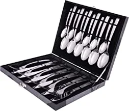 Luxury Stainless Steel 24 Pcs Silver Finish Cutlery Set, Silver