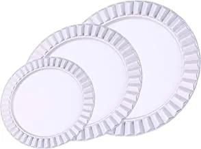 Al Saif 3 Pieces Iron Round Shape Serving Tray Set Size: S/M/L, Color: Full Matt Silver