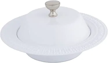 Al Saif Iron Date Bowl Size: 16CM, Color: Ivory White/Chrome
