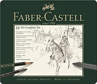 Faber-Castell 112973 19 Piece Pitt Graphite Pencil 19-Piece Set, Black