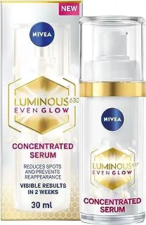 NIVEA LUMINOUS 630 EVEN GLOW Anti Dark Spot Concentrated Face Serum, Spotless Even Skin, Hydrating Hyaluronic Acid & Vitamin E, 30ml